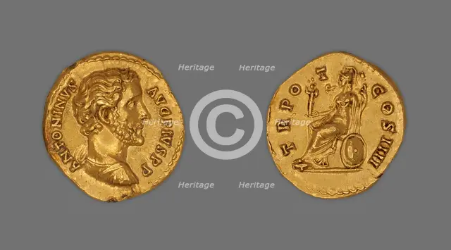 Aureus (Coin) Portraying Emperor Antoninus Pius, 145-161, issued by Antoninus Pius. Creator: Unknown.