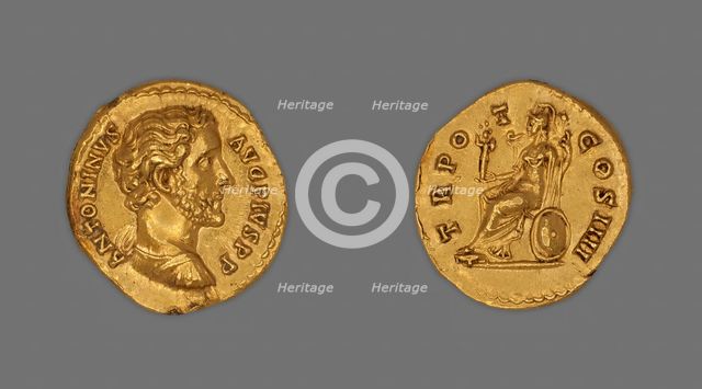 Aureus (Coin) Portraying Emperor Antoninus Pius, 145-161, issued by Antoninus Pius. Creator: Unknown.