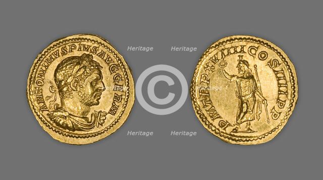 Aureus (Coin) Portraying Emperor Caracalla, 216, issued by Caracalla. Creator: Unknown.