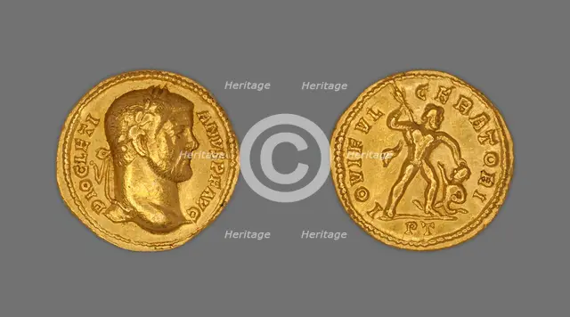 Aureus (Coin) Portraying Emperor Diocletian, 294-305, issued by Diocletian. Creator: Unknown.