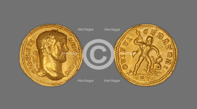 Aureus (Coin) Portraying Emperor Diocletian, 294-305, issued by Diocletian. Creator: Unknown.