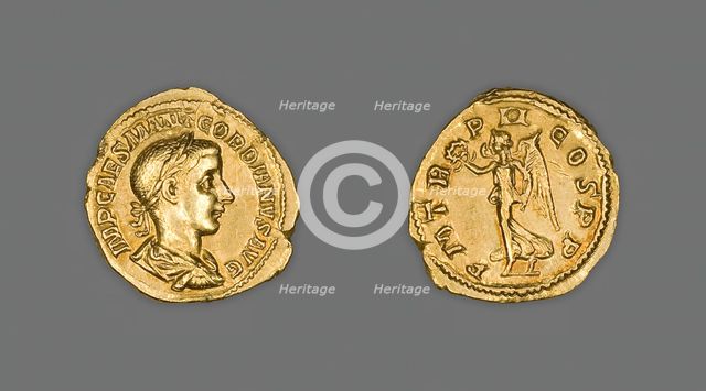 Aureus (Coin) Portraying Emperor Gordian III, 239 (late July-December), issued by Gordian III. Creator: Unknown.