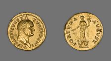 Aureus (Coin) Portraying Emperor Vespasian, 75-79, issued by Vespasian. Creator: Unknown