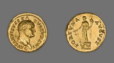Aureus (Coin) Portraying Emperor Vespasian, 75-79, issued by Vespasian. Creator: Unknown