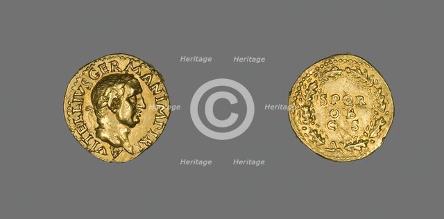 Aureus (Coin) Portraying Emperor Vitellius, 69 (late April-December). Creator: Unknown.