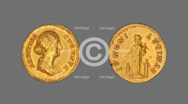 Aureus (Coin) Portraying Empress Faustina the Younger, 161-175, issued by Marcus Aurelius. Creator: Unknown.