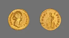 Aureus (Coin) Portraying Empress Faustina the Younger, 161-175, issued by Marcus Aurelius. Creator: Unknown