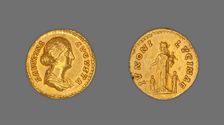 Aureus (Coin) Portraying Empress Faustina the Younger, 161-175, issued by Marcus Aurelius. Creator: Unknown