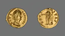 Aureus (Coin) Portraying Empress Faustina the Elder, 141-161, issued by Antoninus Pius. Creator: Unknown