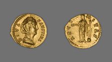 Aureus (Coin) Portraying Empress Faustina the Elder, 141-161, issued by Antoninus Pius. Creator: Unknown