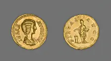 Aureus (Coin) Portraying Empress Julia Domna, 196-211, issued by Septimius. Creator: Unknown