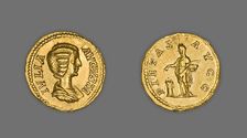 Aureus (Coin) Portraying Empress Julia Domna, 196-211, issued by Septimius. Creator: Unknown