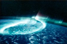 Aurora Borealis (Northern Lights) viewed from space. Creator: Unknown