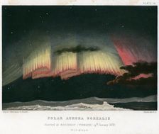 Aurora Borealis or Northern Lights, curtain form 1839. [1872]. Creator: Rapine