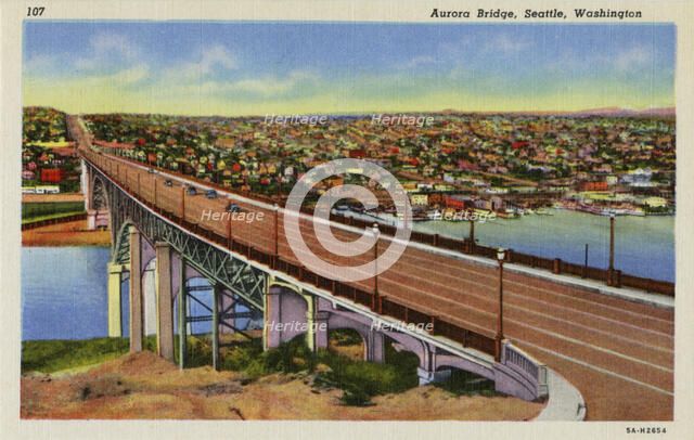 Aurora Bridge, Seattle, Washington, USA, 1935. Artist: Unknown