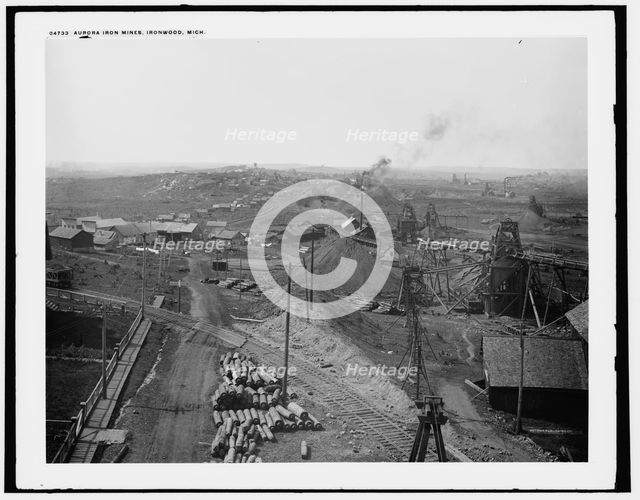 Aurora iron mines, Ironwood, Mich., between 1880 and 1899. Creator: Unknown.