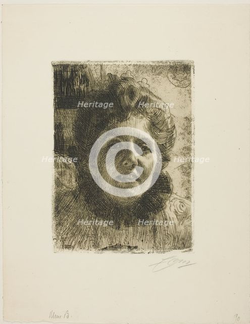 Aurore (Mrs. Aurore Klintberg, née Oxenstierna, Head), 1909. Creator: Anders Leonard Zorn.