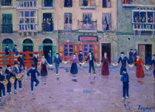 Aurresku Dance in the Rain in Mondragón, 1905. Creator: Regoyos y Valdés, Darío de (1857-1913)
