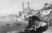 Aurungzebe's Mosque, at Benares 1834. Creator: William Purser