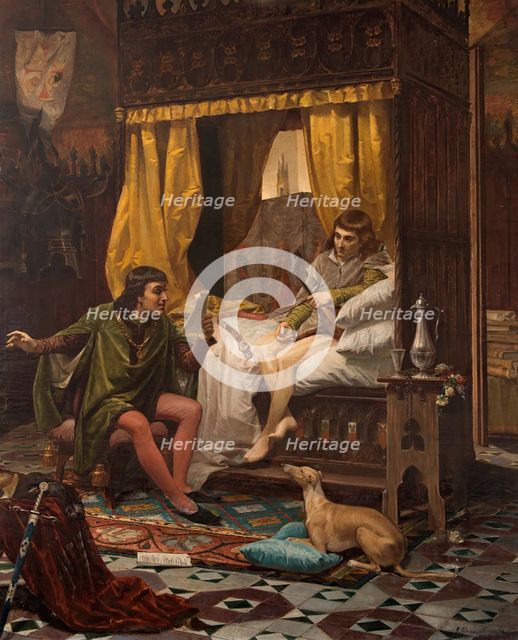 Ausiàs March reading his verses to the Prince of Viana, 1884. Creator: Julio Cebrián Mezquita.