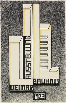 Ausstellung Bauhaus Weimar (Bauhaus exhibition). Postcard , 1923. Creator: Molnar, Wolfgang (1897-1945)