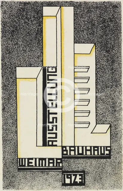 Ausstellung Bauhaus Weimar (Bauhaus exhibition). Postcard , 1923. Creator: Molnar, Wolfgang (1897-1945).