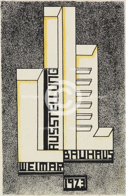 Ausstellung Bauhaus Weimar (Bauhaus exhibition). Postcard , 1923. Creator: Molnar, Wolfgang (1897-1945).