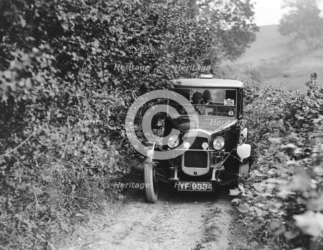 Austin 12/4 Windsor saloon taking part in the North West London Motor Club Trial, 1 June 1929. Artist: Bill Brunell.