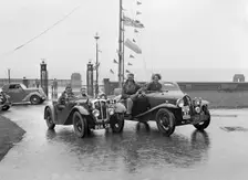 Austin 7 Grasshopper of CD Buckley and Fiat Balilla 508S of SGE Tett at the Blackpool Rally, 1936. Artist: Bill Brunell