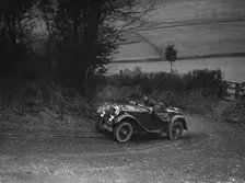 Austin 7 Grasshopper of CD Buckley competing at the MG Car Club Midland Centre Trial, 1938. Artist: Bill Brunell
