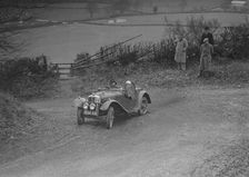 Austin 7 Grasshopper of Alf Langley competing at the MG Car Club Midland Centre Trial, 1938. Artist: Bill Brunell