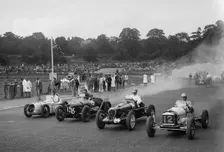 Austin 7 of WD Castello, Alta of Eric Winterbottom and MG K3 racing at Crystal Palace, London, 1939. Artist: Bill Brunell