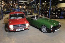 Austin Mini 1275 GT 1980 and MG Midget 1979. Artist: Simon Clay