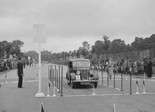 Austin Cambridge saloon of A Howell competing in the South Wales Auto Club Welsh Rally, 1937 Artist: Bill Brunell