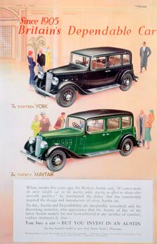 Austin car advert, 1935