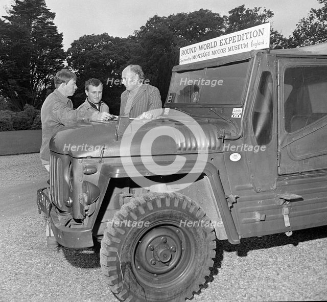 Austin Champ at Beaulieu 1968 Lord Montagu with James Mathieson and Barry Hale. Creator: Unknown.