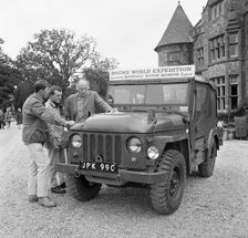 Austin Champ at Beaulieu 1968 Lord Montagu with James Mathieson and Barry Hale. Creator: Unknown