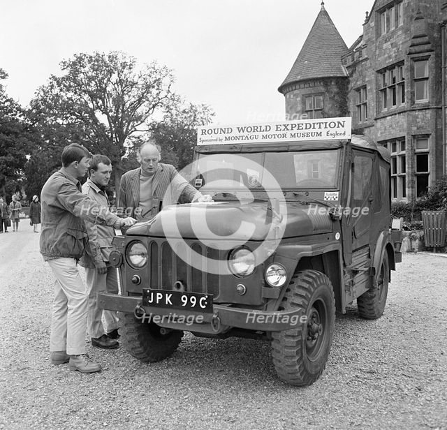 Austin Champ at Beaulieu 1968 Lord Montagu with James Mathieson and Barry Hale. Creator: Unknown.