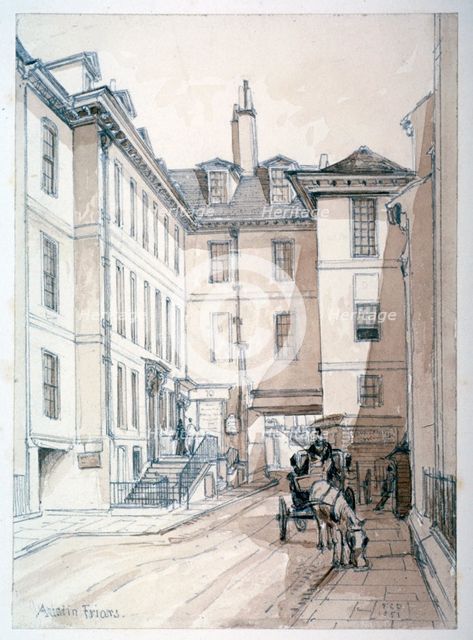 Austin Friars Street, City of London, 1851.  Artist: Thomas Colman Dibdin