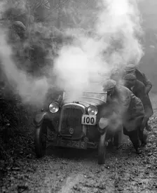 Austin GE Cup model of RH Massey at the MCC Exeter Trial, Meerhay, Dorset, 1930. Artist: Bill Brunell