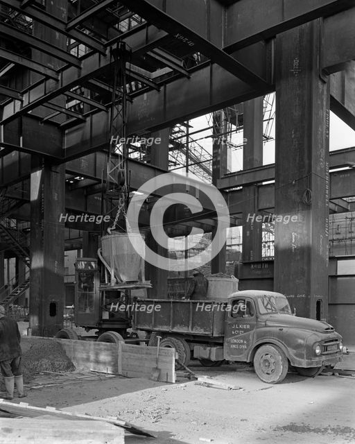 Austin lorry on a construction site, Leeds, West Yorkshire, 1959. Creator: Michael Walters.