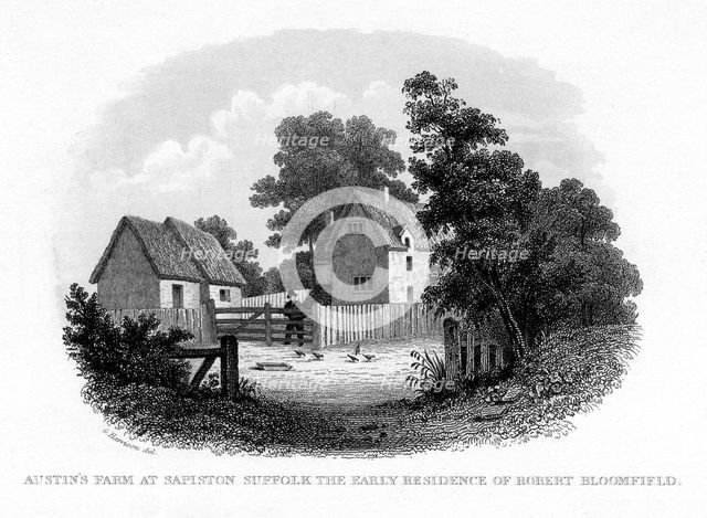 Austin's Farm at Sapiston, Suffolk, the early residence of Robert Bloomfield, 1840.  Artist: G Harrison