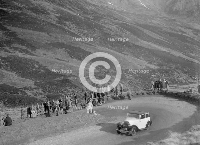 Austin sports saloon of Mrs MS Flewitt at the RSAC Scottish Rally, Devil's Elbow, Glenshee, 1934. Artist: Bill Brunell.
