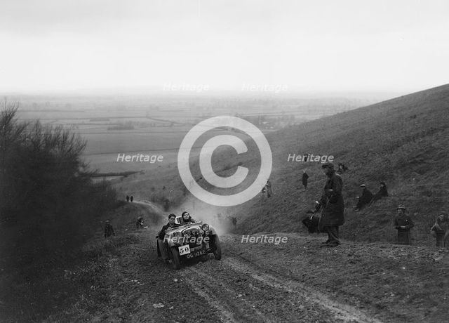 Austin Ulster competing in a trial, Crowell Hill, Chinnor, Oxfordshire, 1930s. Artist: Bill Brunell.