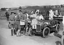 Austin Ulsters of SV Holbrook and GE Caldicutt at the RAC TT Race, Ards Circuit, Belfast, 1929 Artist: Bill Brunell