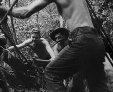 Australian Troops Organising Ropes to Transport Supplies, 1943. Creator: British Pathe Ltd