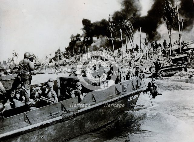 Australian troops landing on Balikpapan, 1945. Creator: Unknown.