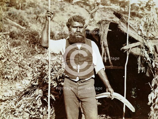Australian aborigine with a boomerang, c1860s. Artist: Unknown