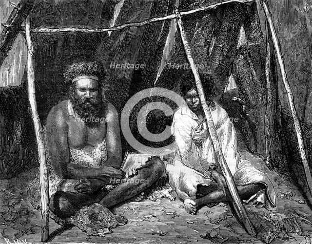 Australian aborigines, 1886.Artist: Edouard Riou