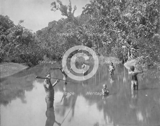 'Australian Aborigines Spearing Fish', 19th century. Artist: Unknown.